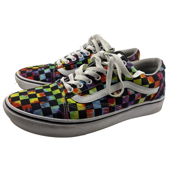 Vans Men's Size 9 Tie-Dye Checker‎ Comfycush Old Skool #R199 Good Used Condition - Picture 1 of 8